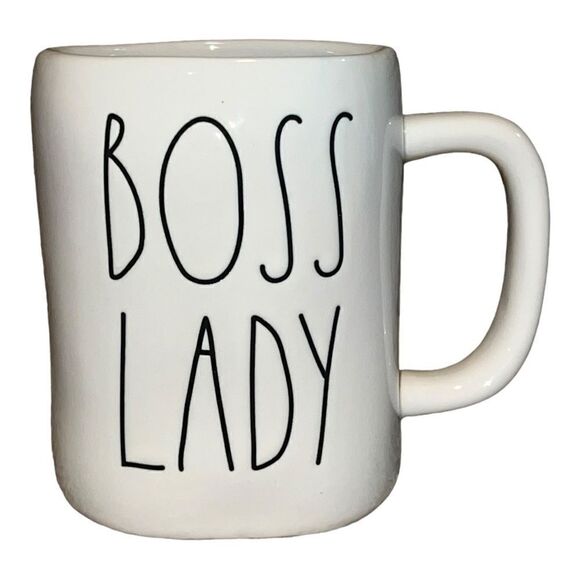 Rae Dunn Artisian Collection Magenta BOSS LADY Ceramic Coffee Mug Large Letters - Picture 1 of 6